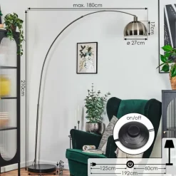 Baloca Lampadaire Nickel mat, Noir, 1 lumière