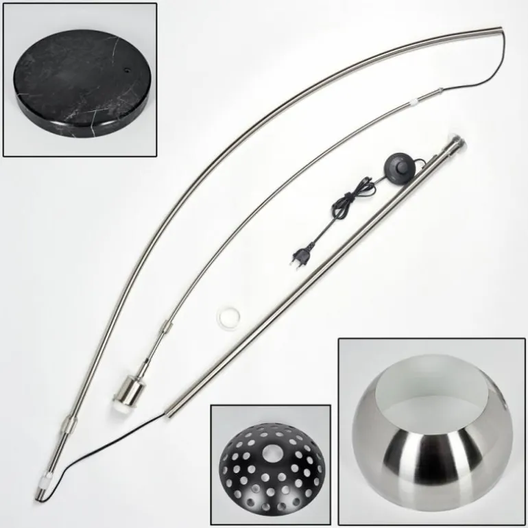 Baloca Lampadaire Nickel mat, Noir, 1 lumière