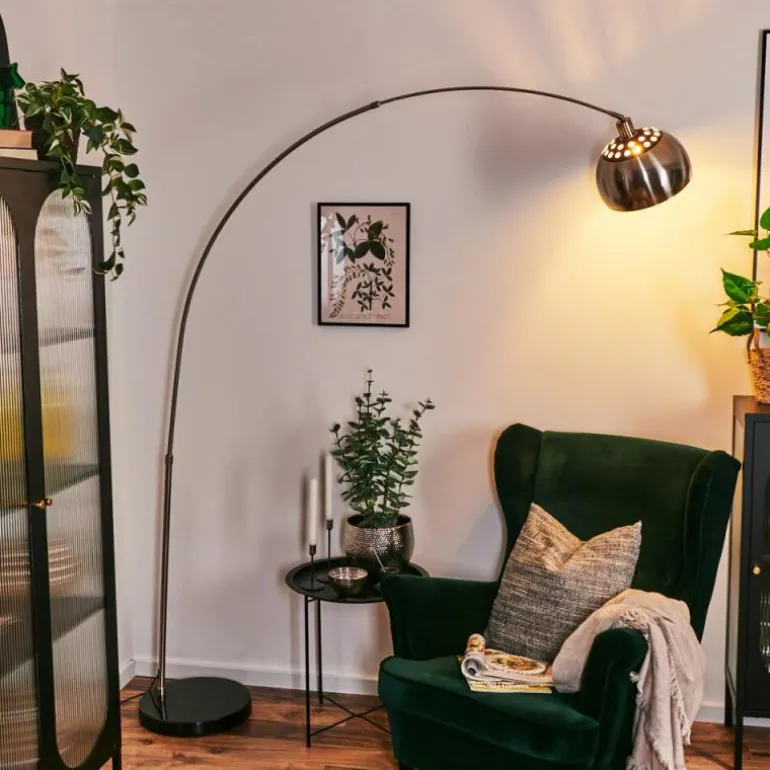 Baloca Lampadaire Nickel mat, Noir, 1 lumière