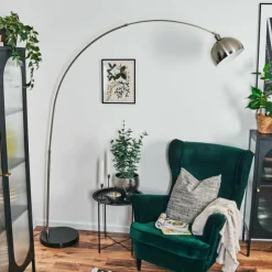 Baloca Lampadaire Nickel mat, Noir, 1 lumière