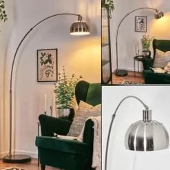 Baloca Lampadaire Nickel mat, Noir, 1 lumière