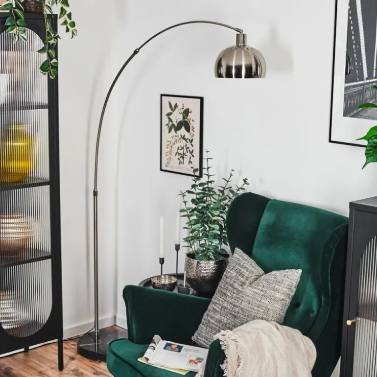 Baloca Lampadaire Nickel mat, Noir, 1 lumière