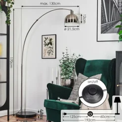 Baloca Lampadaire Nickel mat, Noir, 1 lumière