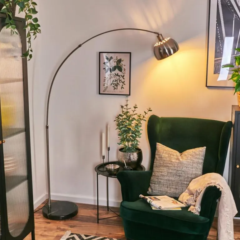 Baloca Lampadaire Nickel mat, Noir, 1 lumière