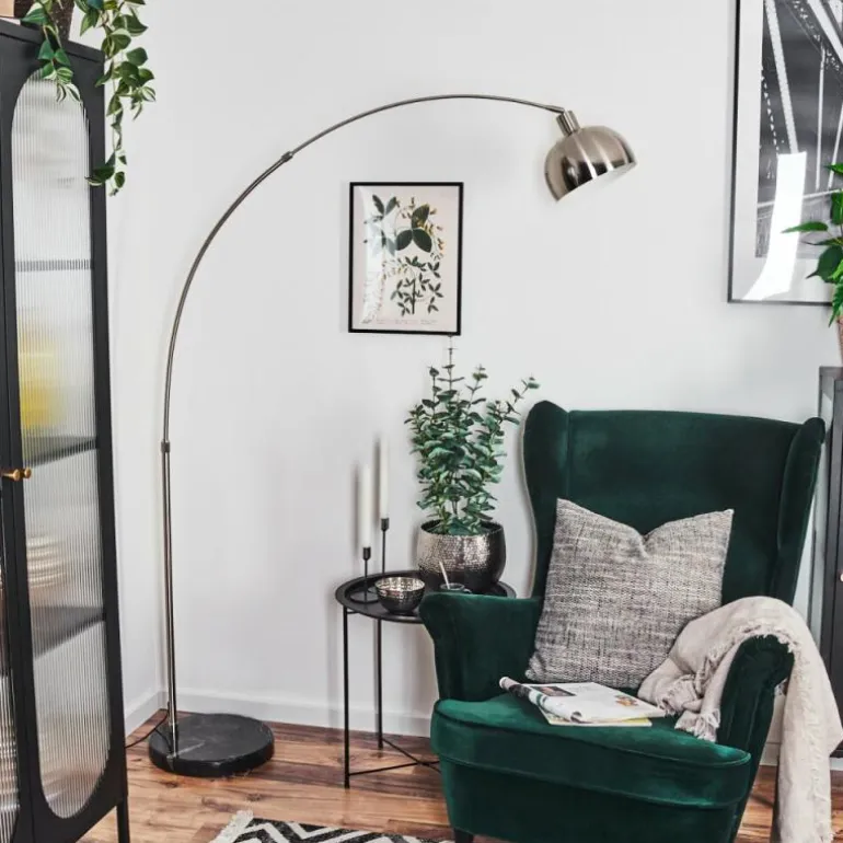 Baloca Lampadaire Nickel mat, Noir, 1 lumière