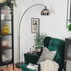 Baloca Lampadaire Nickel mat, Noir, 1 lumière