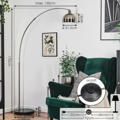 Baloca Lampadaire Nickel mat, Noir, 1 lumière