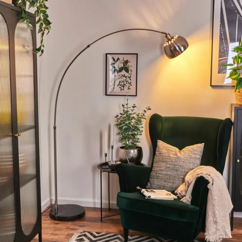 Baloca Lampadaire Nickel mat, Noir, 1 lumière