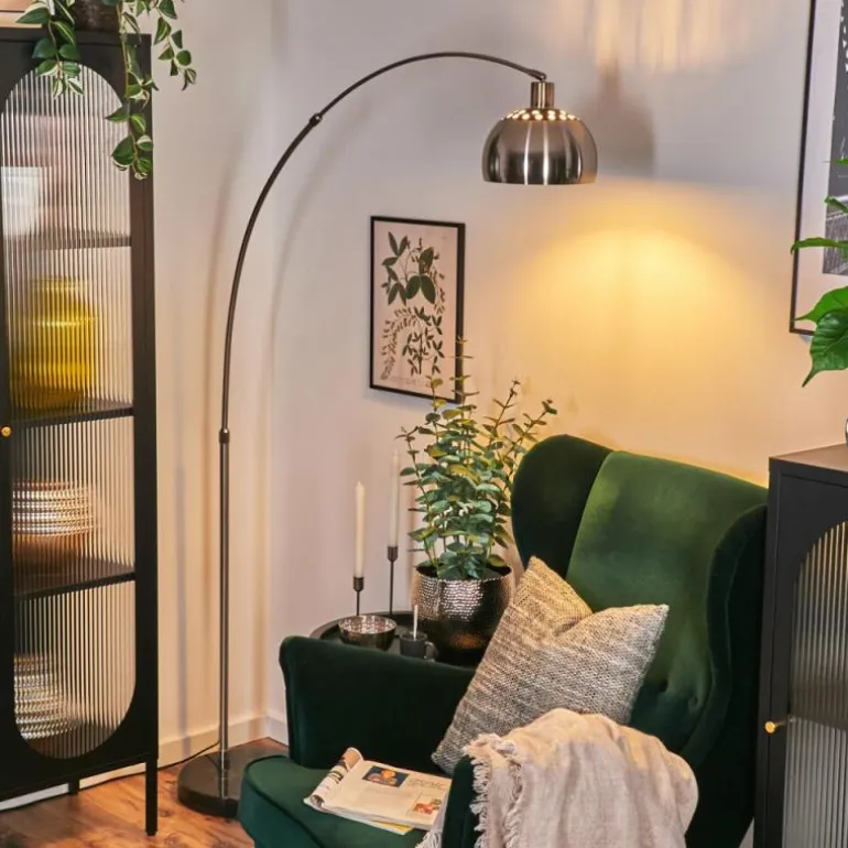 Baloca Lampadaire Nickel mat, Noir, 1 lumière
