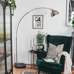 Baloca Lampadaire Nickel mat, Noir, 1 lumière