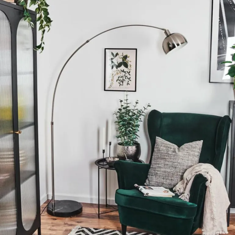 Baloca Lampadaire Nickel mat, Noir, 1 lumière