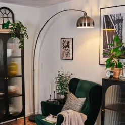 Baloca Lampadaire Nickel mat, Noir, 1 lumière