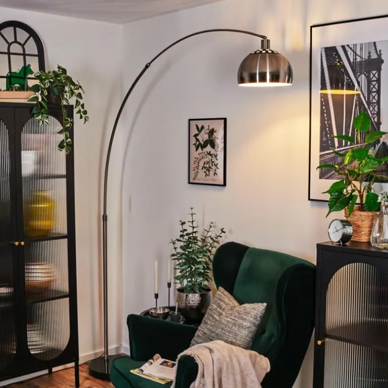 Baloca Lampadaire Nickel mat, Noir, 1 lumière