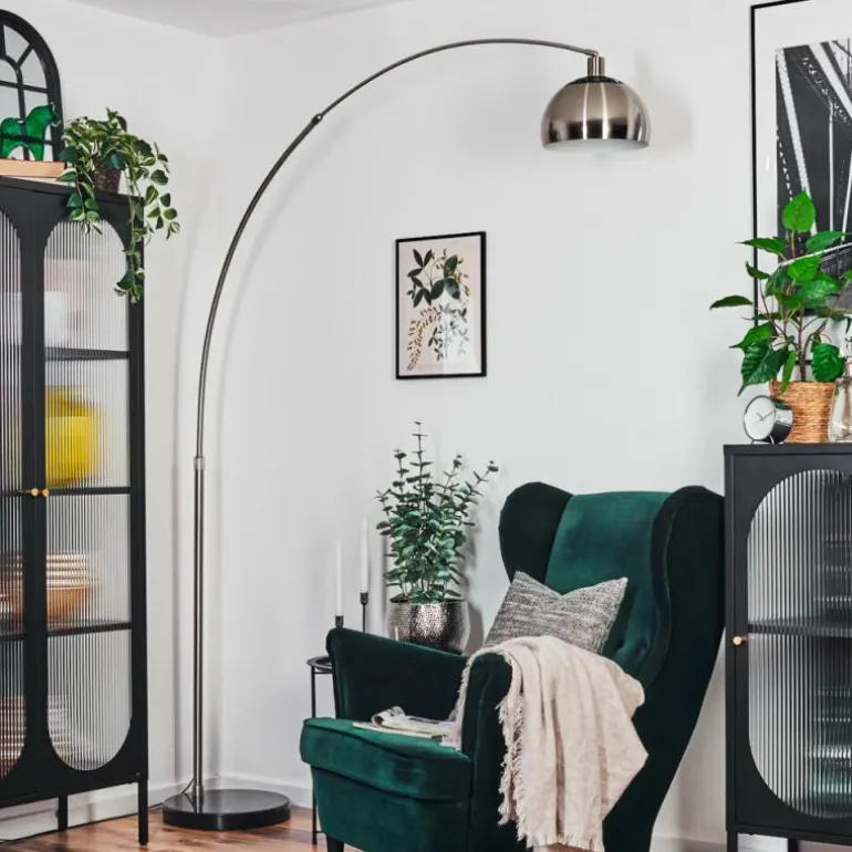 Baloca Lampadaire Nickel mat, Noir, 1 lumière