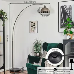 Baloca Lampadaire Nickel mat, Noir, 1 lumière