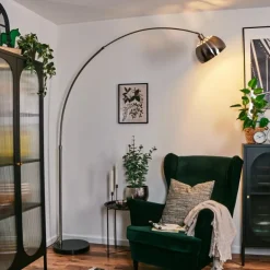 Baloca Lampadaire Nickel mat, Noir, 1 lumière
