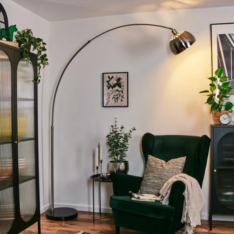 Baloca Lampadaire Nickel mat, Noir, 1 lumière