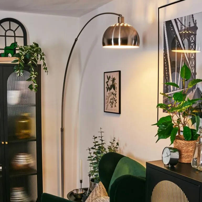 Baloca Lampadaire Nickel mat, Noir, 1 lumière