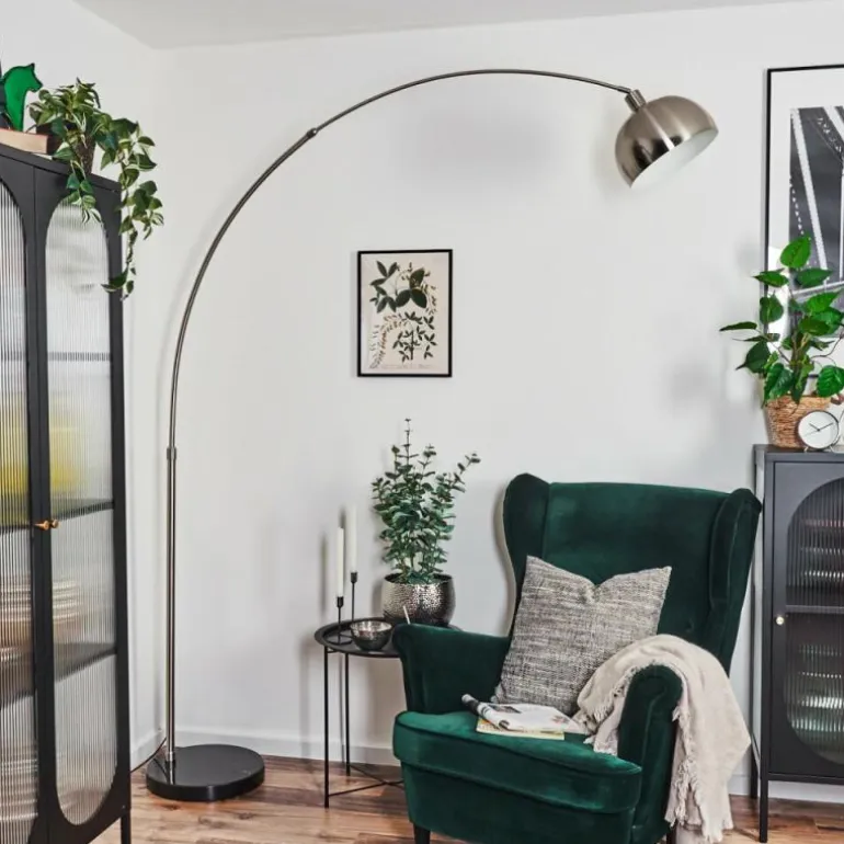Baloca Lampadaire Nickel mat, Noir, 1 lumière