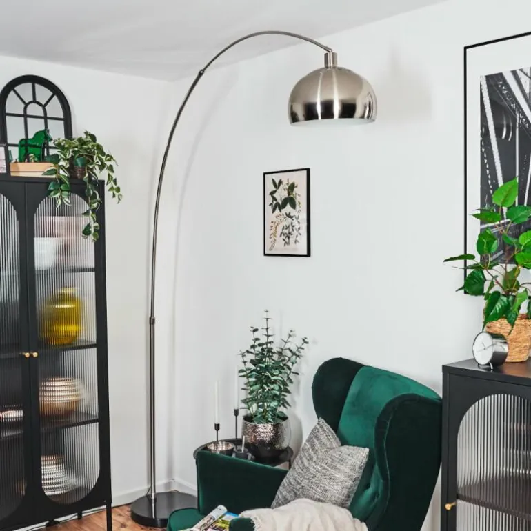 Baloca Lampadaire Nickel mat, Noir, 1 lumière