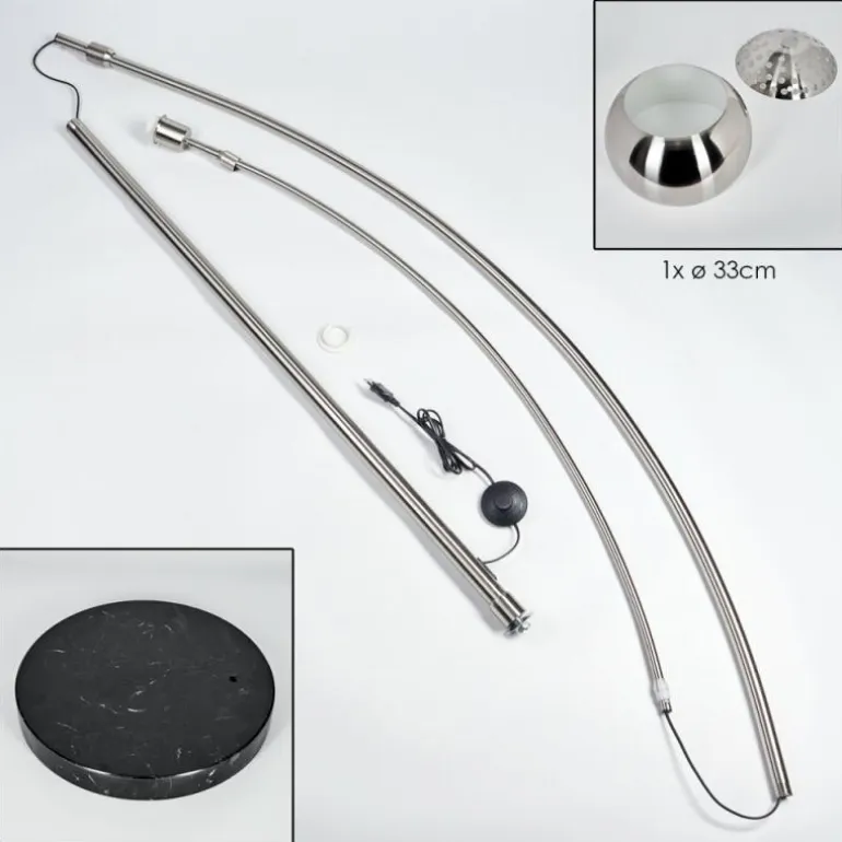 Baloca Lampadaire Nickel mat, Noir, 1 lumière