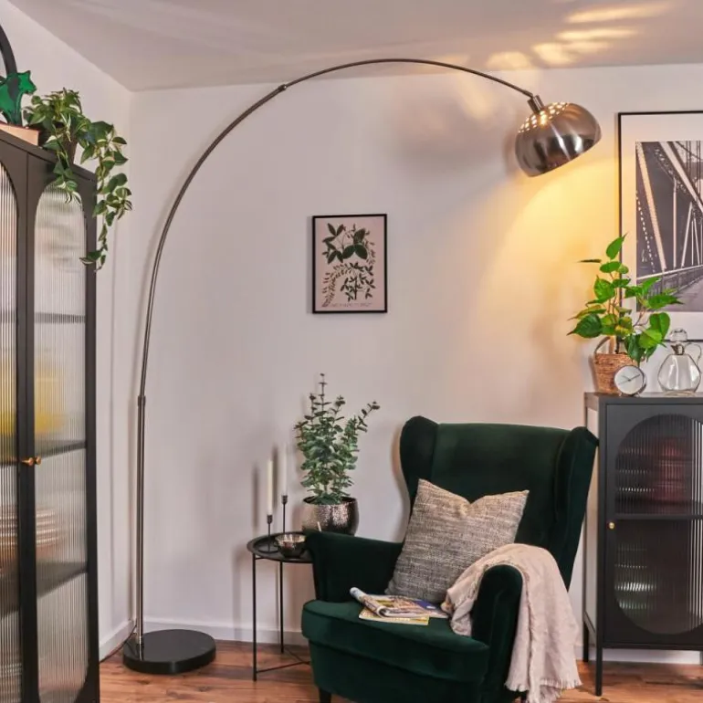 Baloca Lampadaire Nickel mat, Noir, 1 lumière