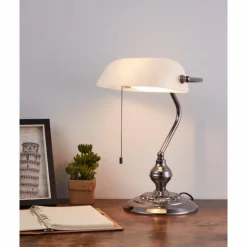 BANKER Lampe à poser Luminaires Eglo Nickel mat, 1 lumière