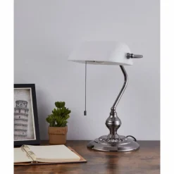 BANKER Lampe à poser Luminaires Eglo Nickel mat, 1 lumière