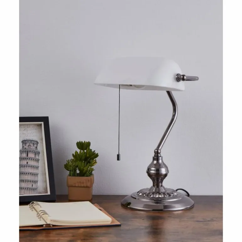 BANKER Lampe à poser Luminaires Eglo Nickel mat, 1 lumière
