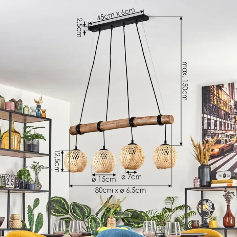 Basto Suspension, Boule lumineuse, Suspension Écru, Noir, 4 lumières