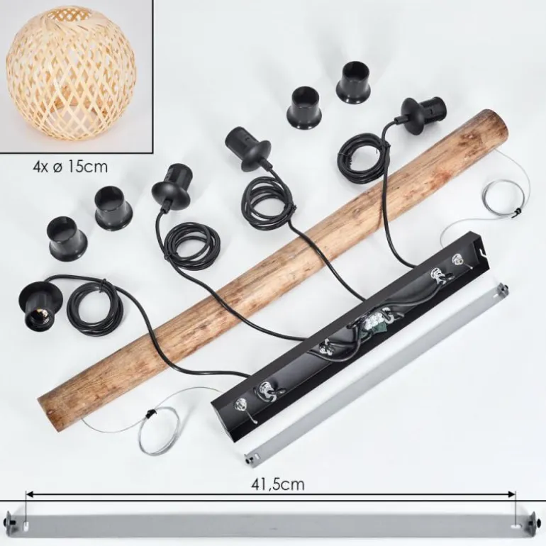 Basto Suspension, Boule lumineuse, Suspension Écru, Noir, 4 lumières