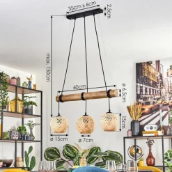Basto Suspension, Boule lumineuse, Suspension Écru, Noir, 3 lumières