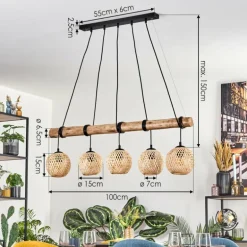 Basto Suspension, Suspension Écru, Noir, 5 lumières