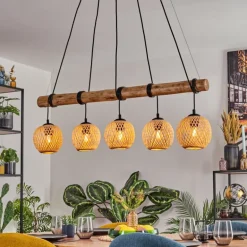 Basto Suspension, Suspension Écru, Noir, 5 lumières