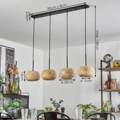 Bauro Suspension Écru, 4 lumières