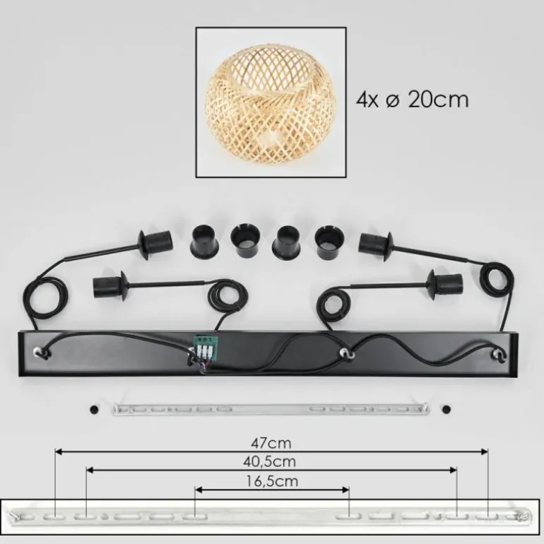 Bauro Suspension Écru, 4 lumières