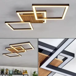 Bealo Plafonnier LED Couleur bois, Noir, 1 lumière