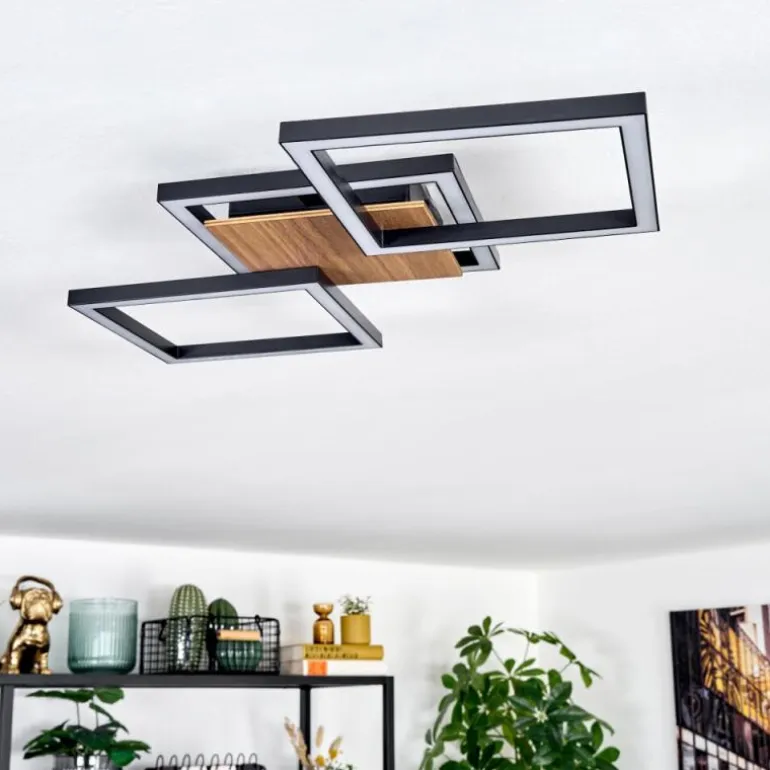 Bealo Plafonnier LED Couleur bois, Noir, 1 lumière