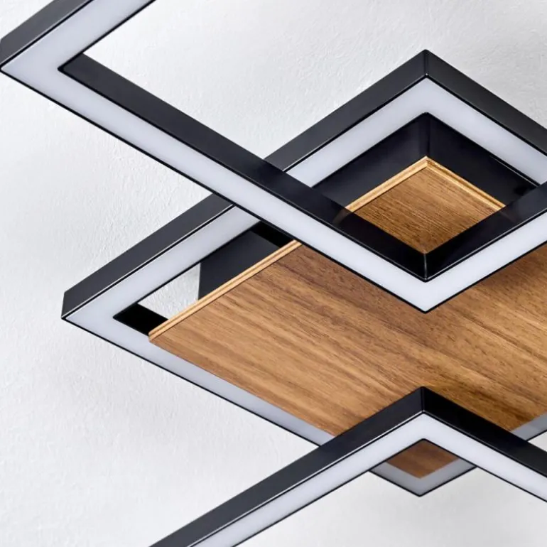 Bealo Plafonnier LED Couleur bois, Noir, 1 lumière
