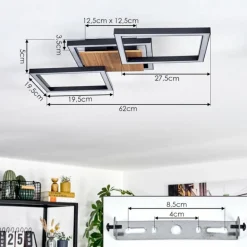 Bealo Plafonnier LED Couleur bois, Noir, 1 lumière