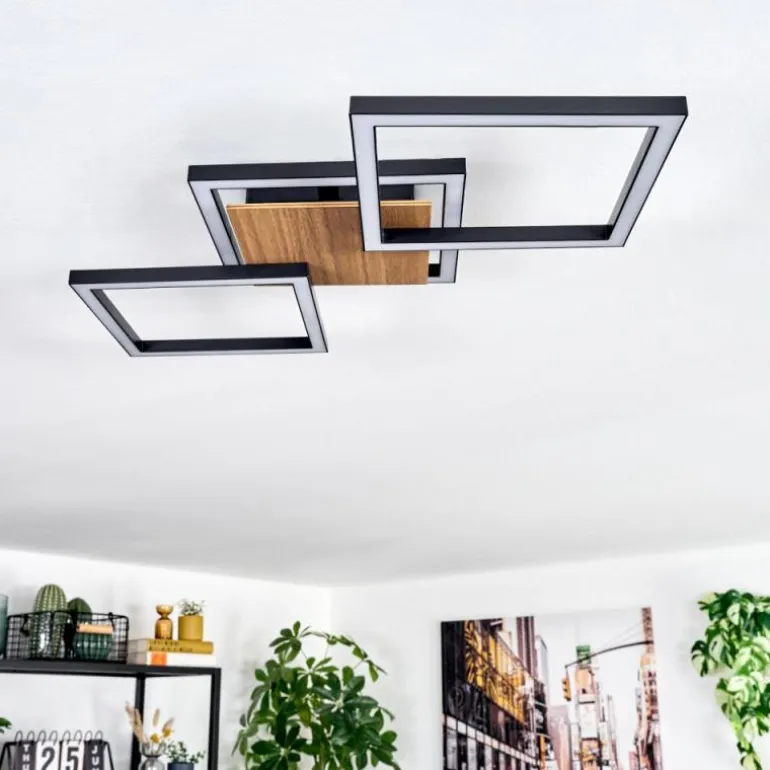 Bealo Plafonnier LED Couleur bois, Noir, 1 lumière