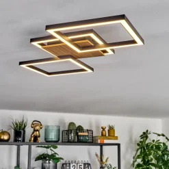Bealo Plafonnier LED Couleur bois, Noir, 1 lumière