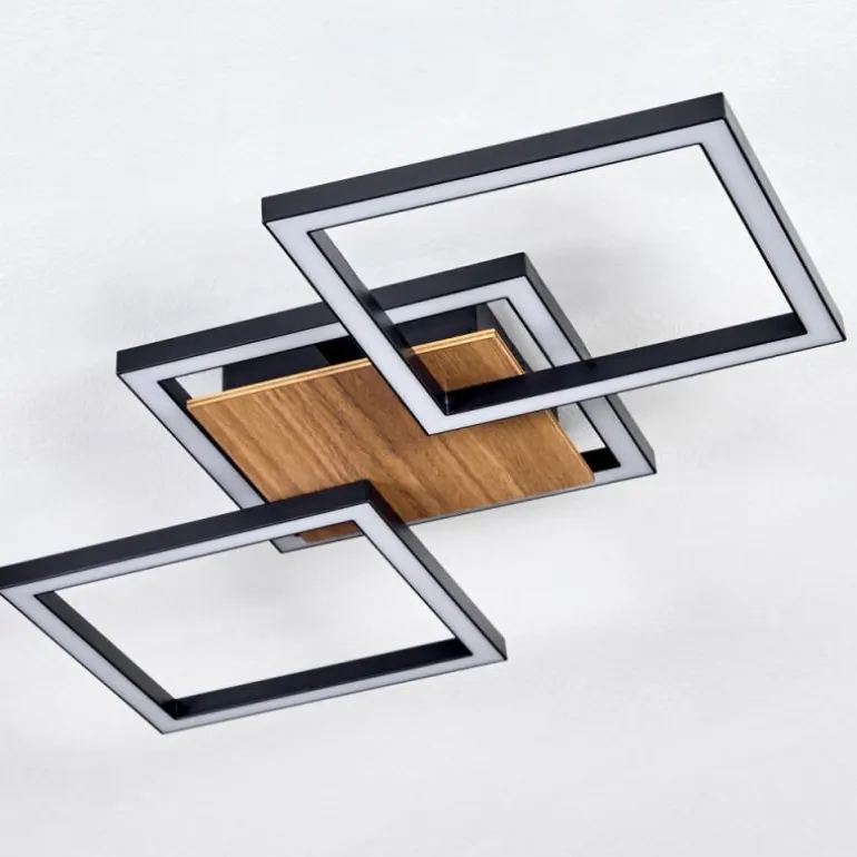 Bealo Plafonnier LED Couleur bois, Noir, 1 lumière