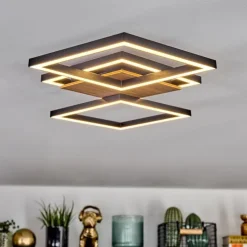 Bealo Plafonnier LED Couleur bois, Noir, 1 lumière