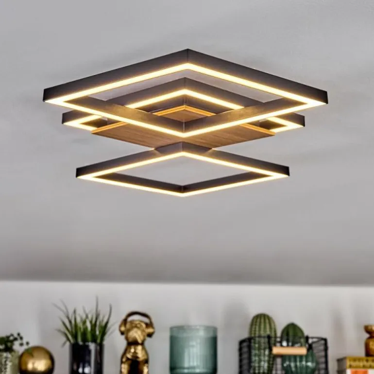 Bealo Plafonnier LED Couleur bois, Noir, 1 lumière