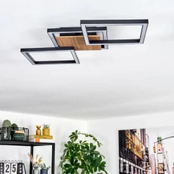 Bealo Plafonnier LED Couleur bois, Noir, 1 lumière