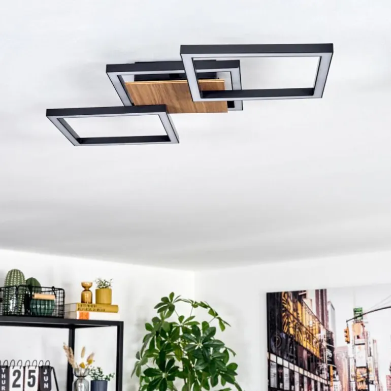 Bealo Plafonnier LED Couleur bois, Noir, 1 lumière