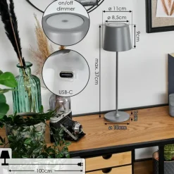 Belece Lampe de table d'extérieur, Lampe à poser LED Gris, 1 lumière