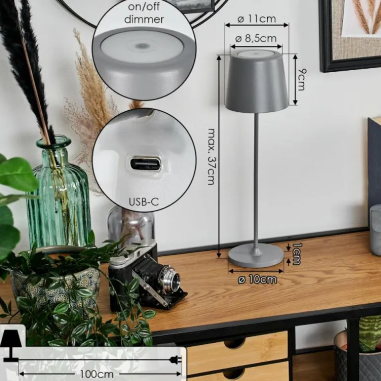 Belece Lampe de table d'extérieur, Lampe à poser LED Gris, 1 lumière