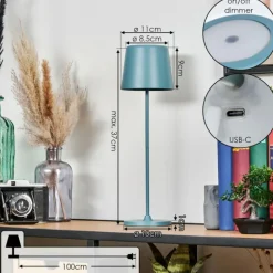 Belece Lampe de table d'extérieur, Lampe à poser LED Bleu, 1 lumière